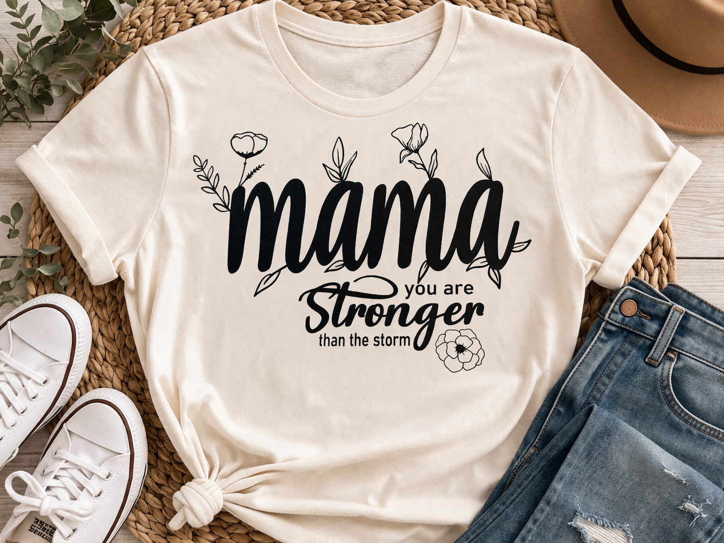Mama You are Stronger Than the Storm - Single Color Screen Print - J12