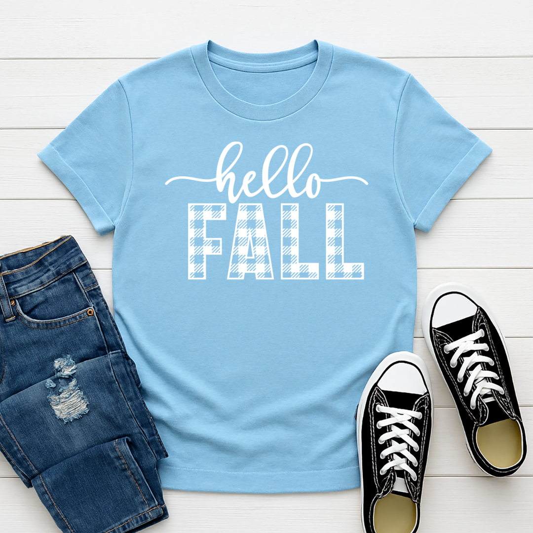 Hello Fall - Single Color Screen Print - Adult Size