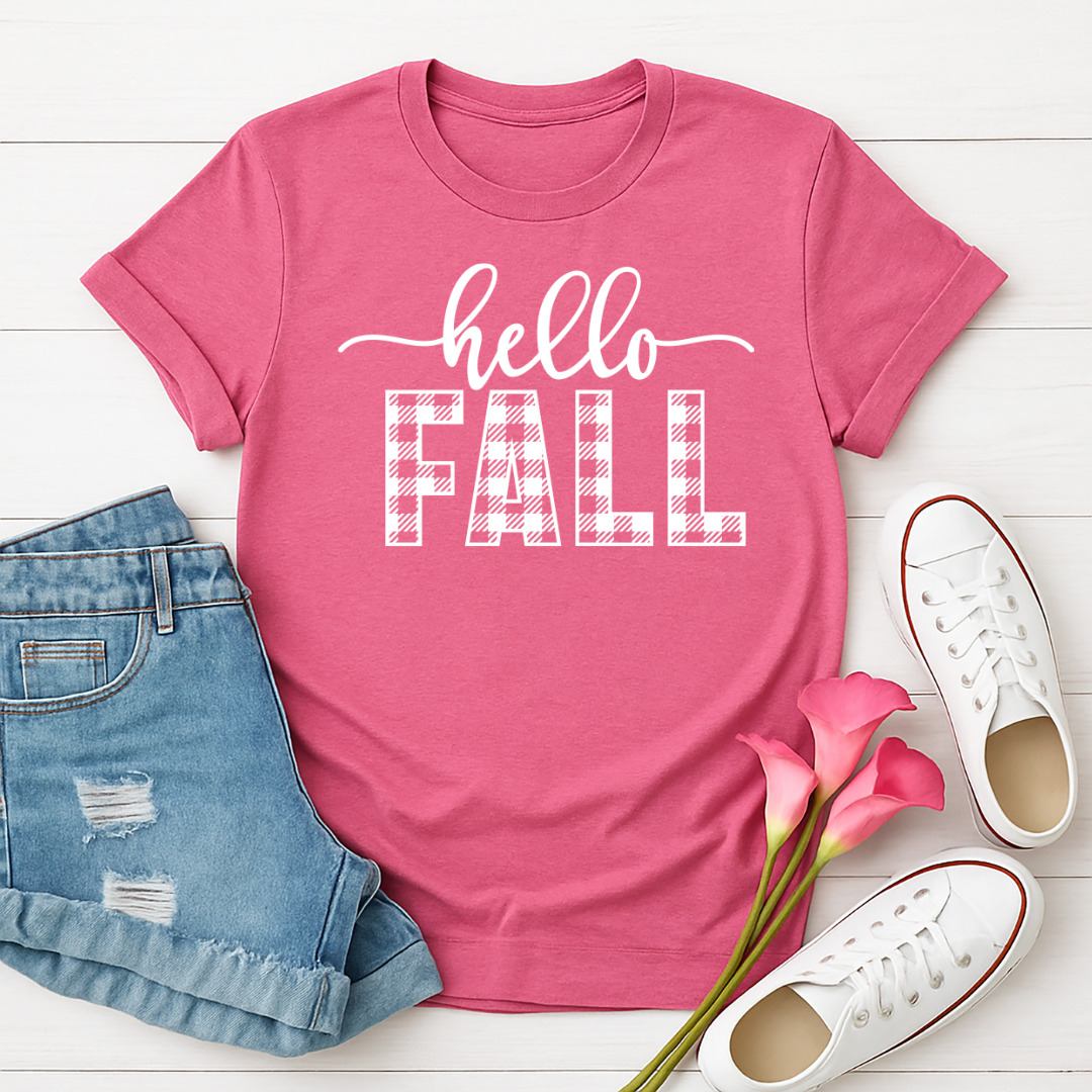 Hello Fall - Single Color Screen Print - Adult Size