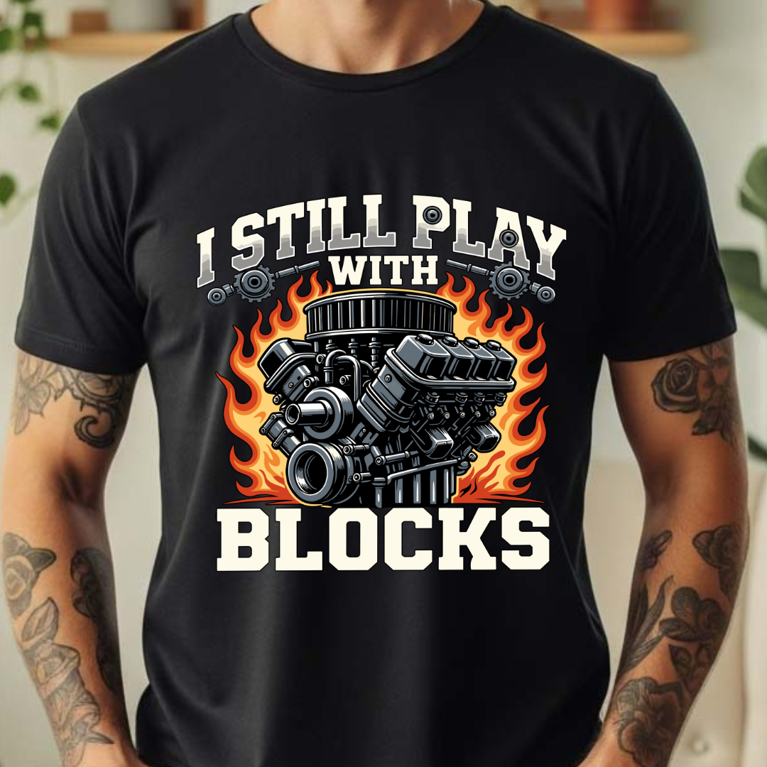 Still Plays W/ Blocks - Full Color DTF T-Shirt Transfer - 387