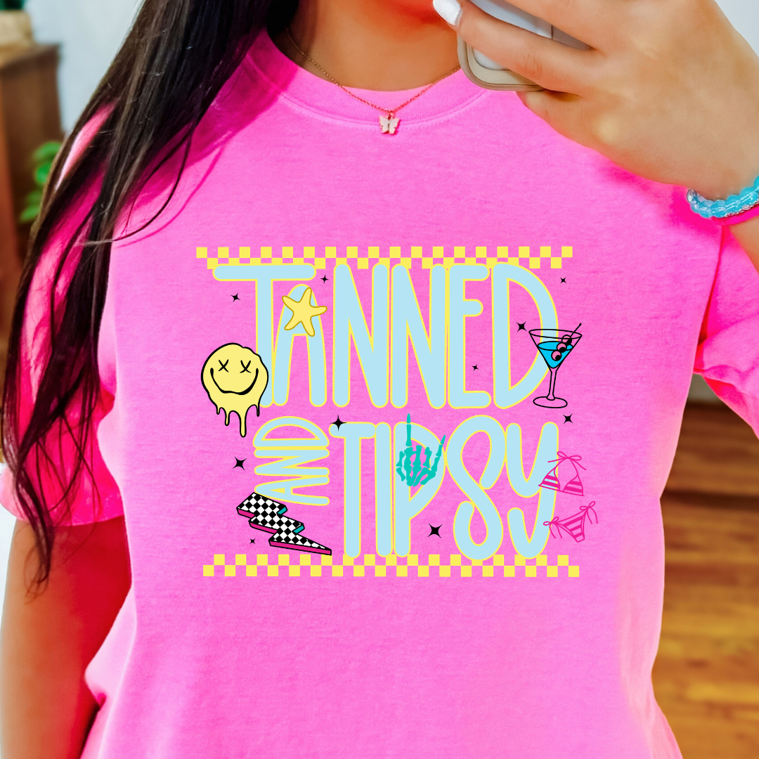 Tanned and Tipsy Yellow - Full Color DTF T-Shirt Transfer - 298