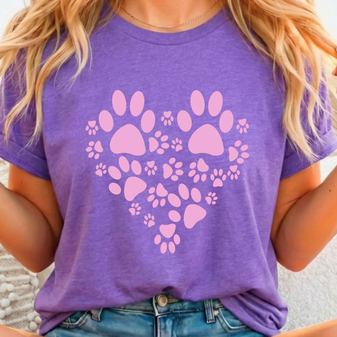 Heart Paw Print -  Single Color Screen Print - G4