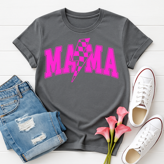 Mama Lightening Bolt PINK -  Single Color Screen Print - Adult Size