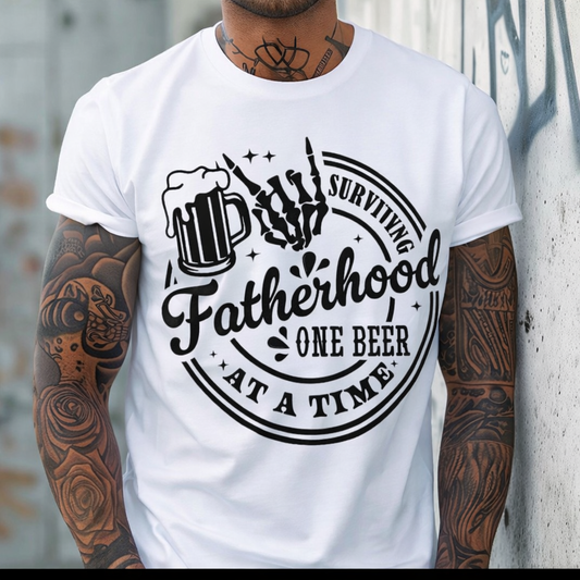 Surviving Fatherhood One Beer at a Time -  Single Color Screen Print - H6