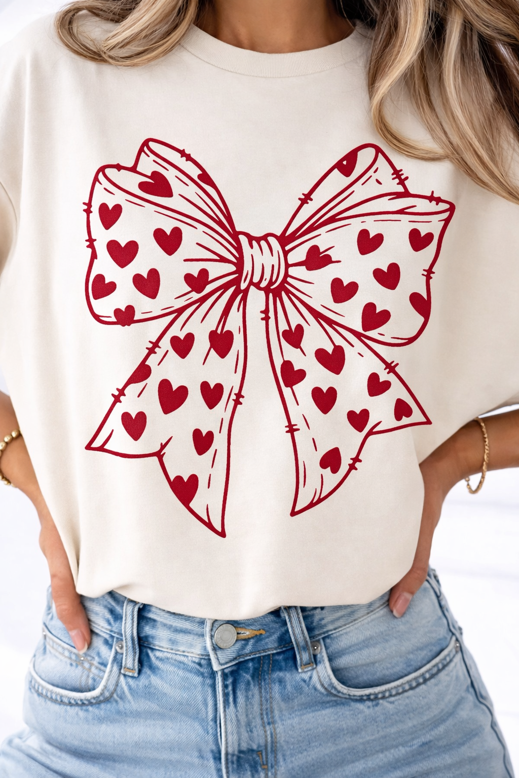 Red Heart Bow  -  Single Color Screen Print - Adult Size A3