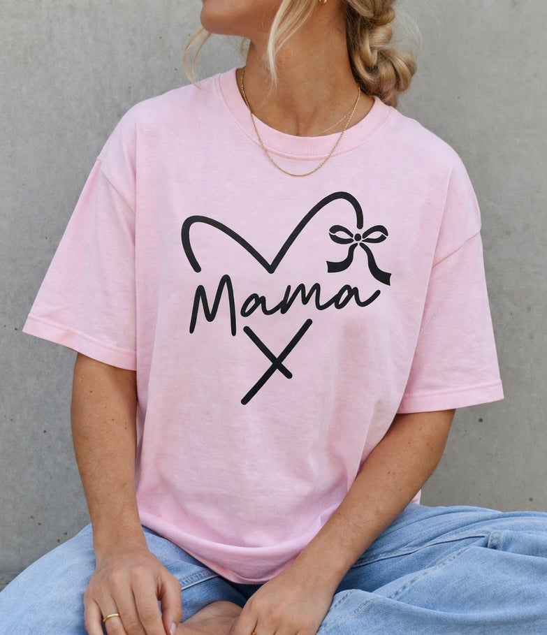 Mama Heart -  Single Color Screen Print - Adult Size - A11