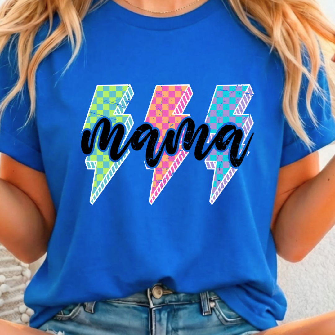 Mama Lightening Bolts Full Color DTF T-Shirt Transfer - 258