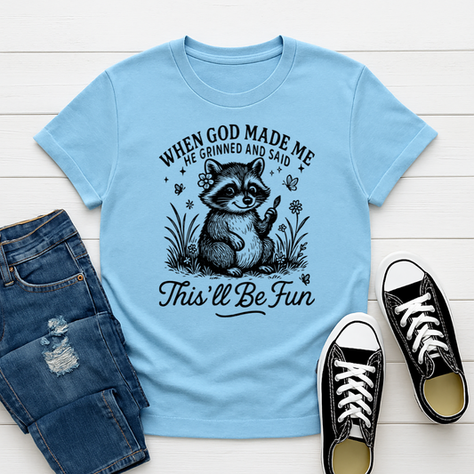 When God Made Me -  Single Color Screen Print - Adult Size