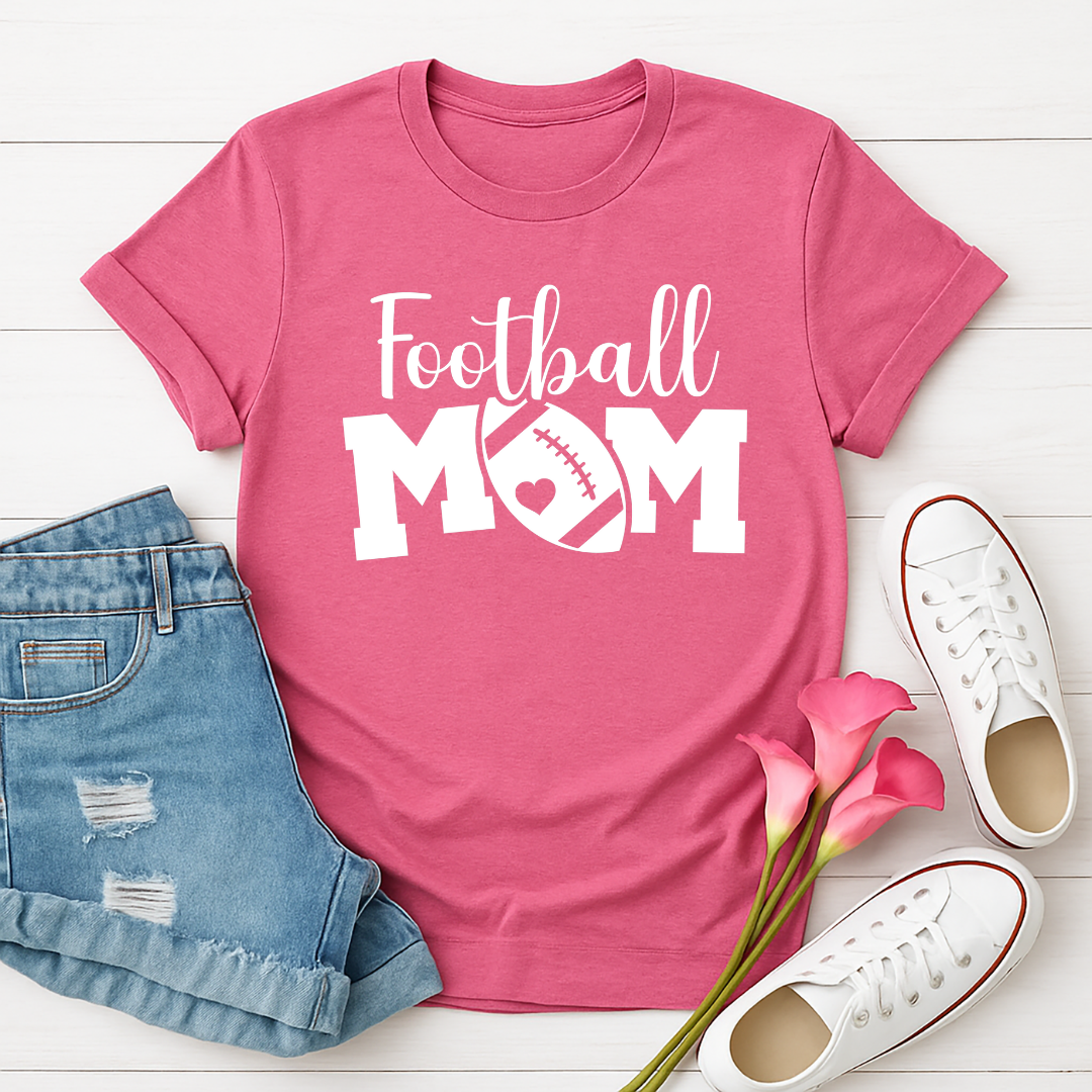 Football Mom -  Single Color Screen Print - Adult Size