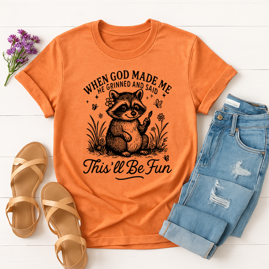 When God Made Me -  Single Color Screen Print - Adult Size