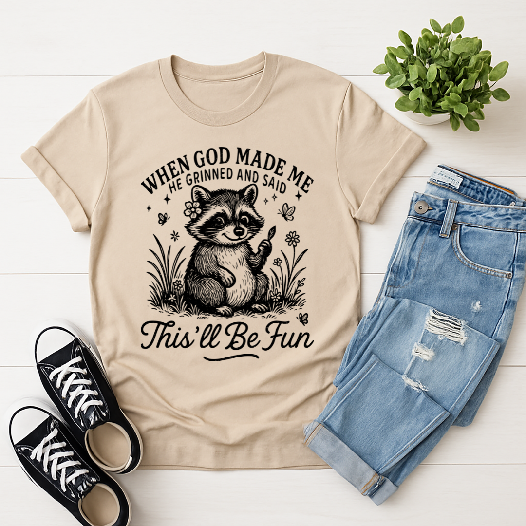 When God Made Me -  Single Color Screen Print - Adult Size