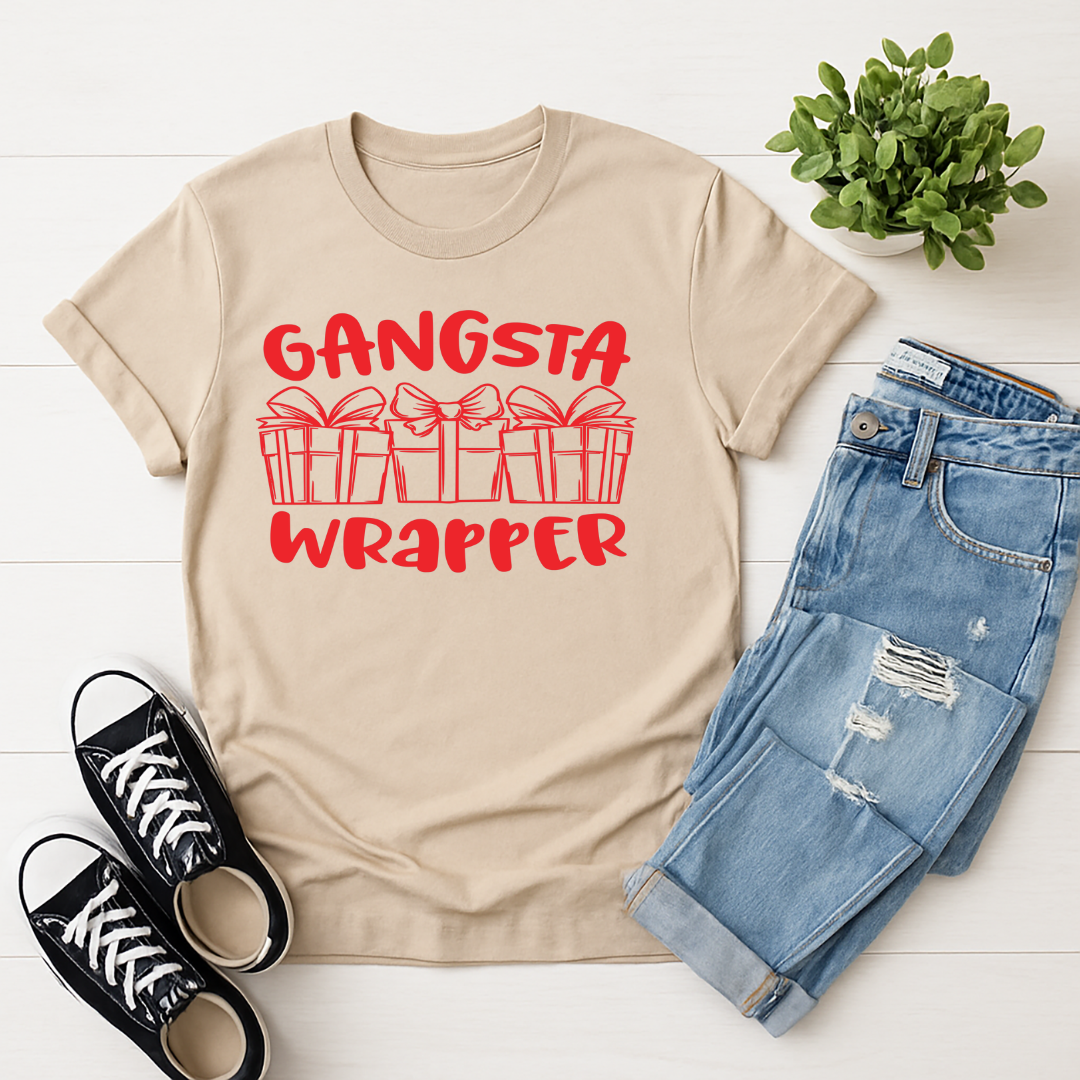 Gangsta Wrapper -  Single Color Screen Print - Adult Size