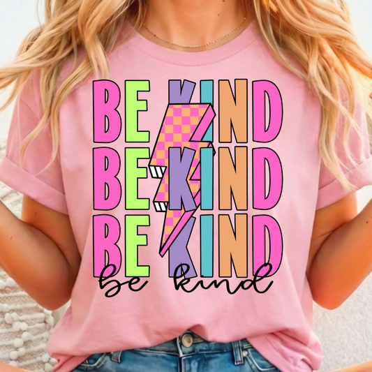 Be Kind Checkered Lightning Bolt Full Color DTF T-Shirt Transfer - 20