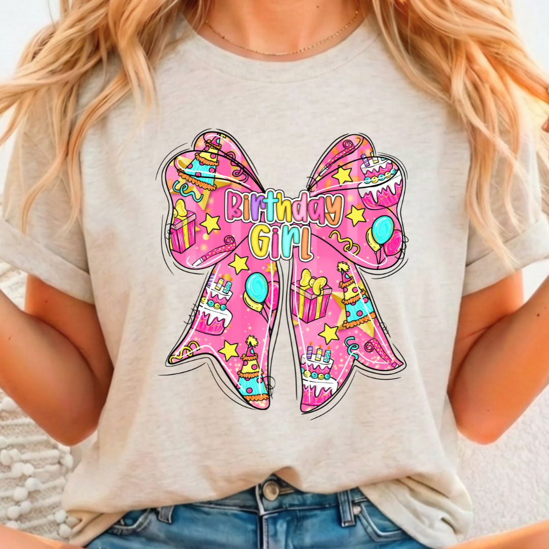 Birthday Girl Bow Full Color DTF T-Shirt Transfer - 263