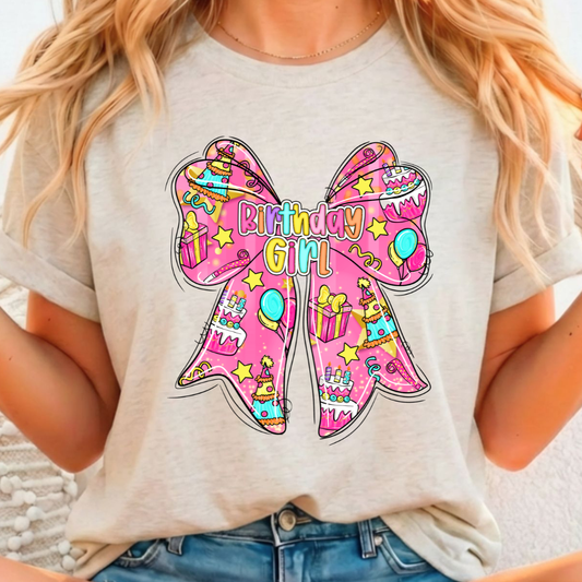 Birthday Girl Bow Full Color DTF T-Shirt Transfer - 263