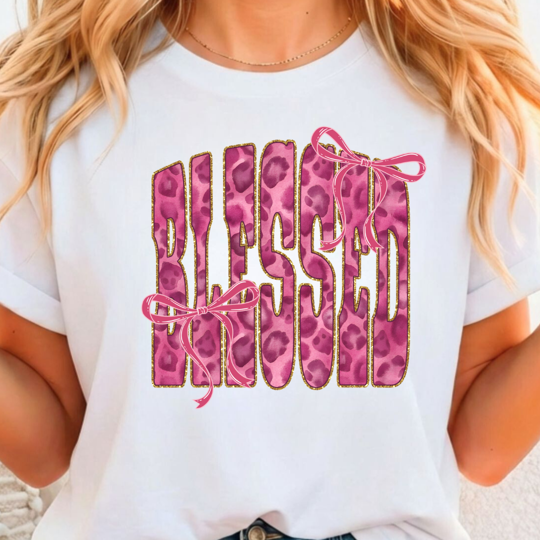 Blessed Pink Leopard - Full Color DTF T-Shirt Transfer - 18