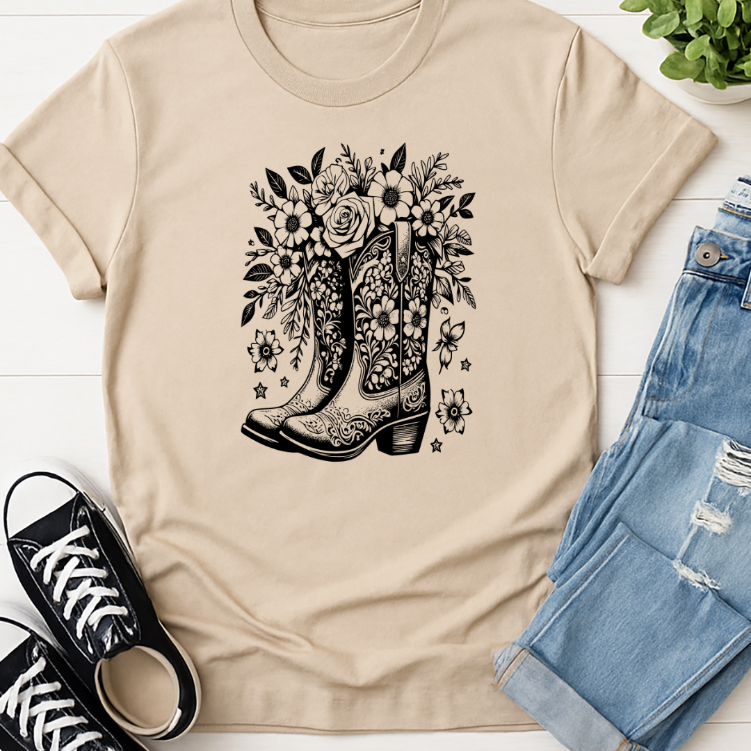 Boots Mockup -  Single Color Screen Print - Adult Size