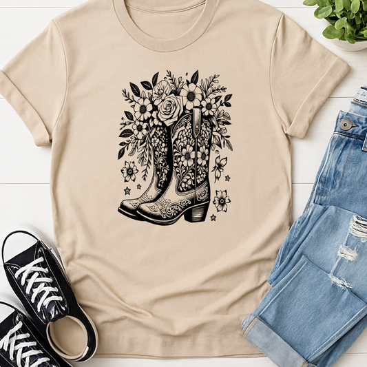 Boots Mockup -  Single Color Screen Print - Adult Size