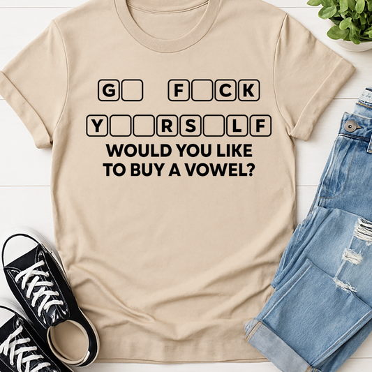 Would you like to Buy a Vowel -  Single Color Screen Print - Adult Size
