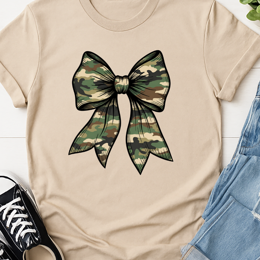 Camo Bow - Full Color DTF T-Shirt Transfer