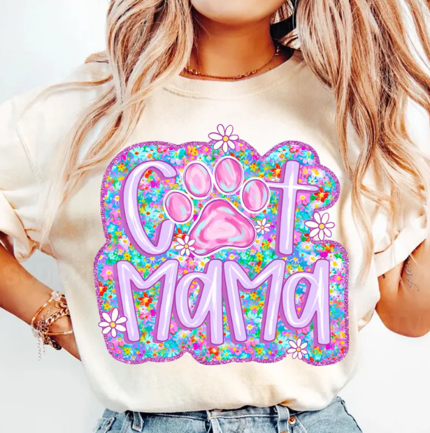 Cat Mama Full Color DTF T-Shirt Transfer - 32