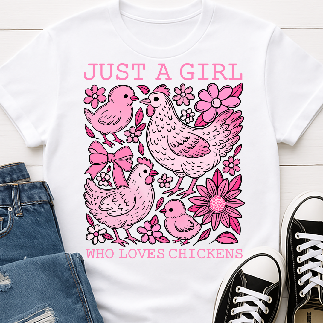 Chickens Pink Full Color DTF T-Shirt Transfer