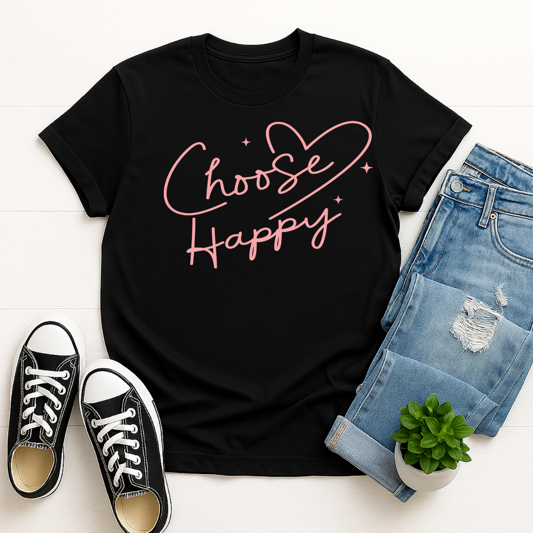 Choose Happy -  Single Color Screen Print - Adult Size