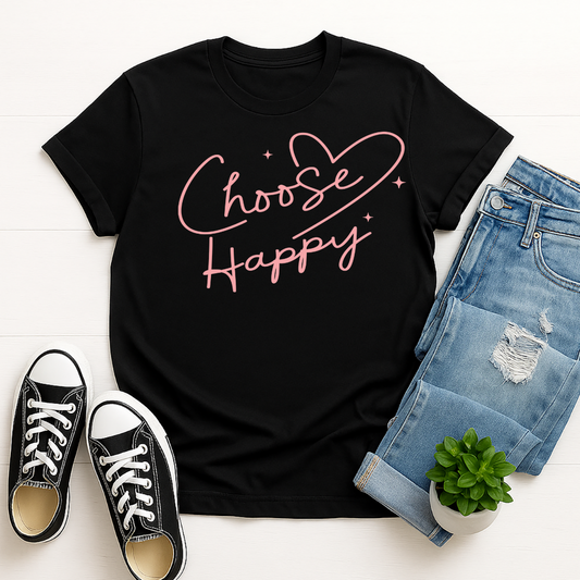 Choose Happy -  Single Color Screen Print - Adult Size