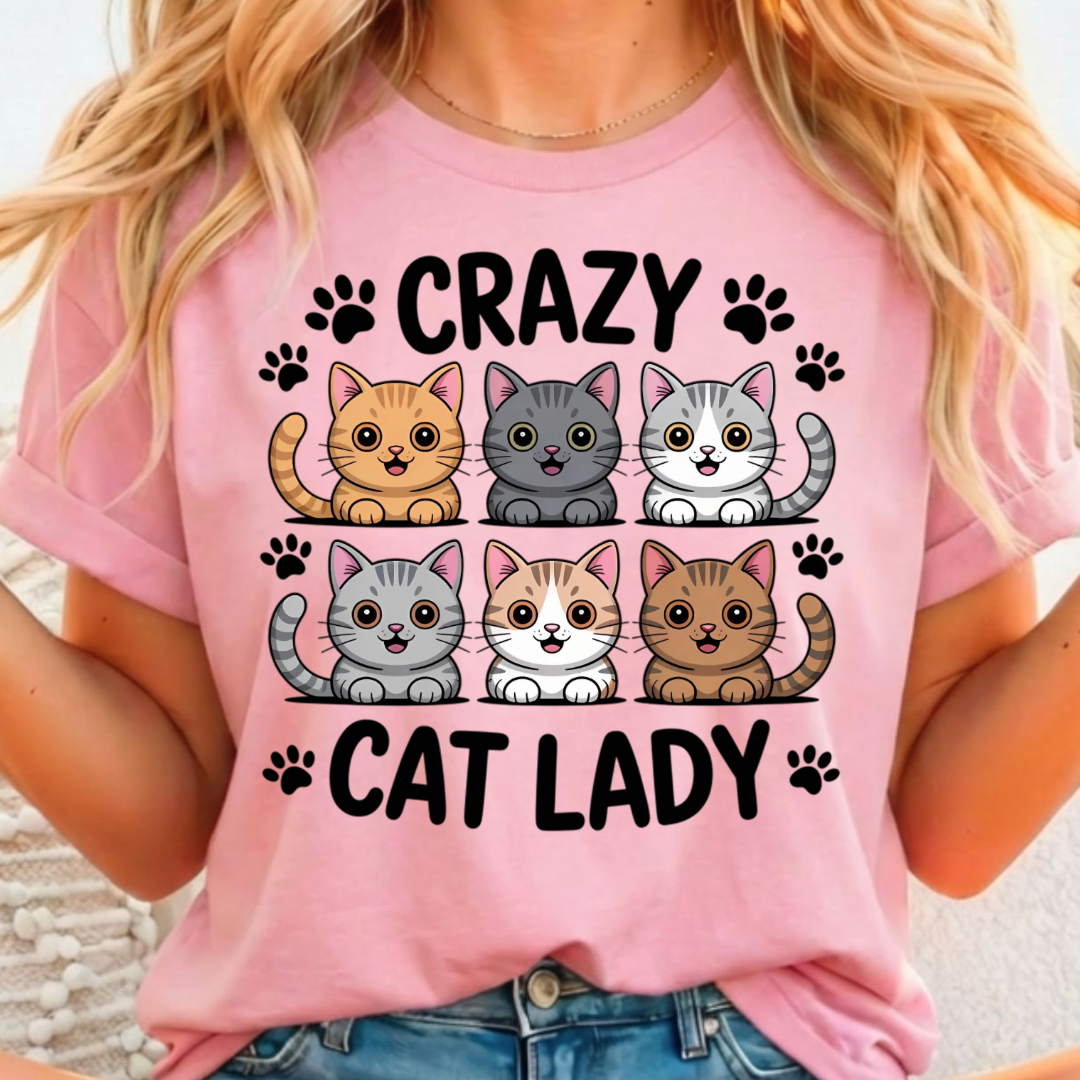Crazy Cat Lady Full Color DTF T-Shirt Transfer - 40