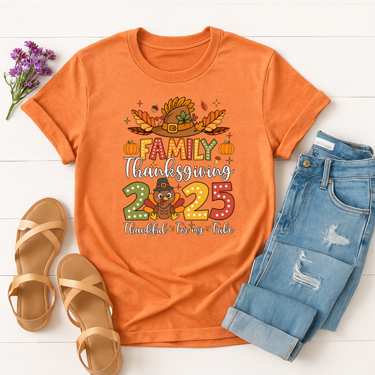 Family Thanksgiving 2025 Full Color DTF T-Shirt Transfer