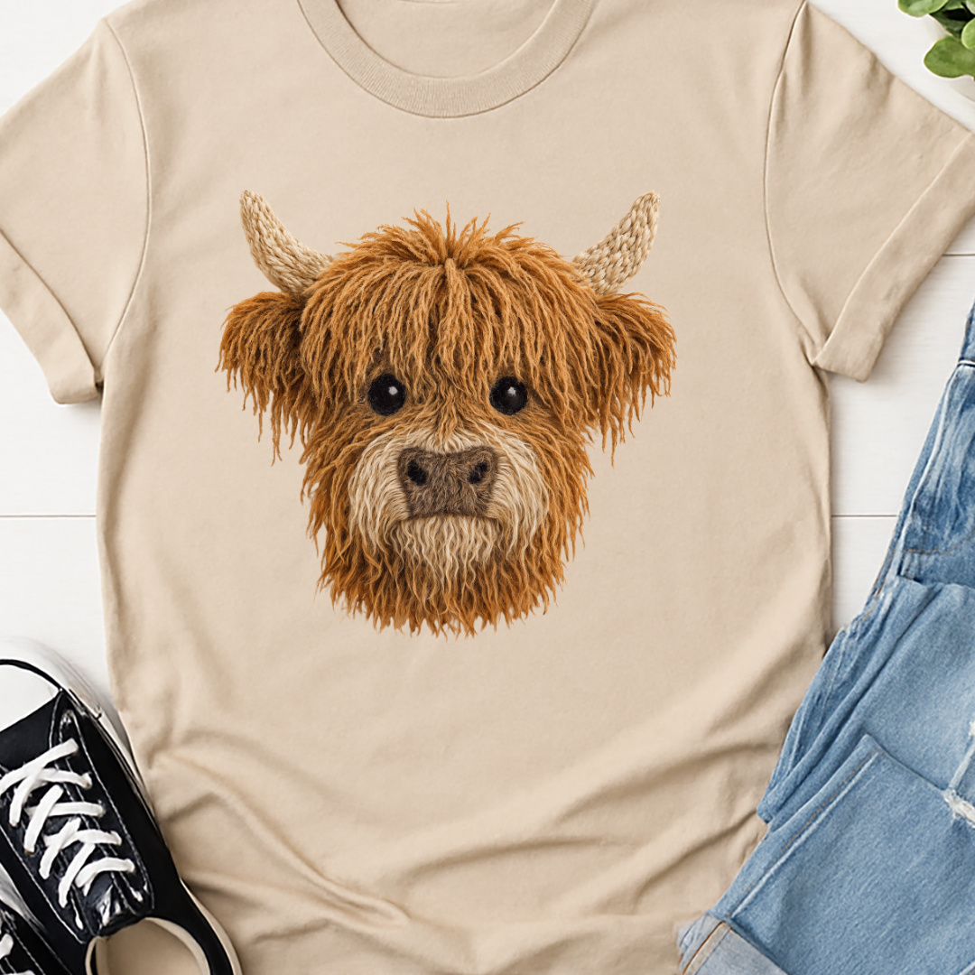 Fluffy Highland Cow - Full Color DTF T-Shirt Transfer