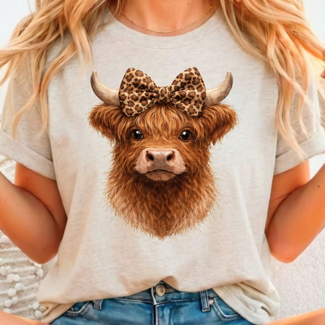 Fluffy Highland Cow - Full Color DTF T-Shirt Transfer - 328