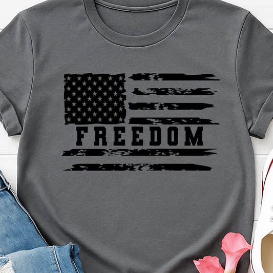 Freedom Flag -  Single Color Screen Print - Adult Size - Black
