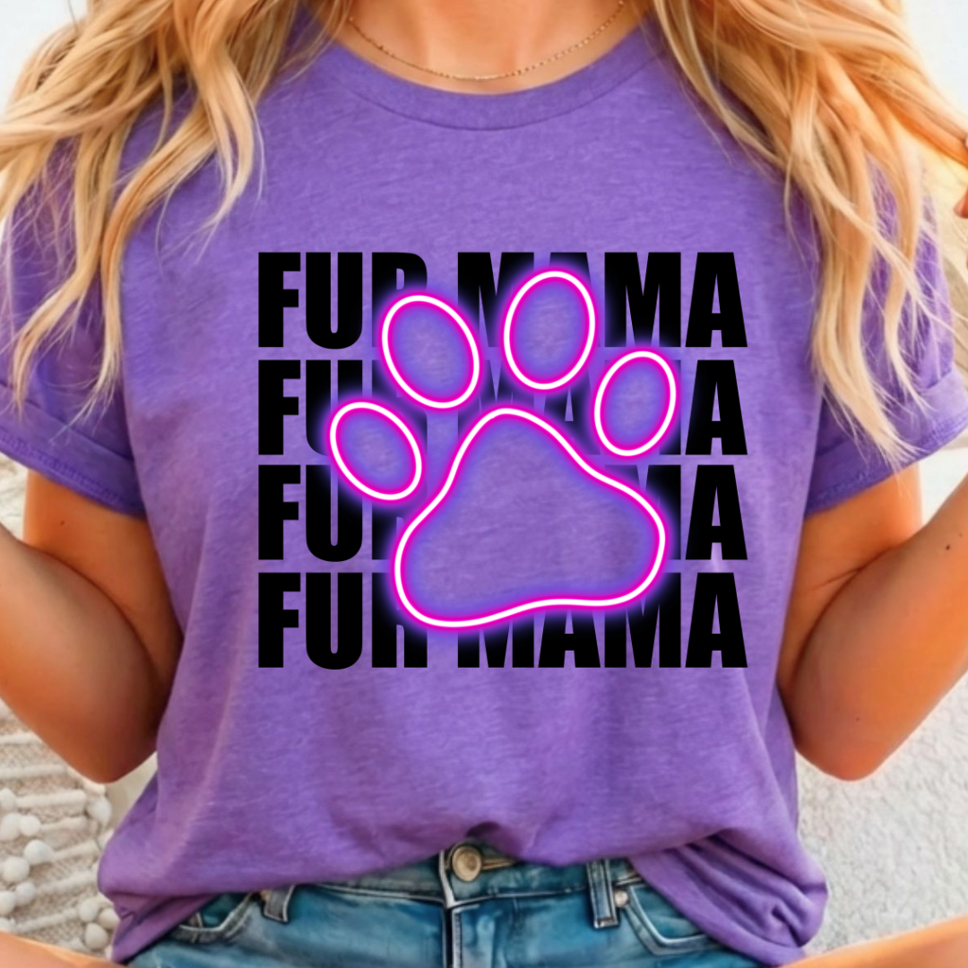 Fur Mama Black Words - Full Color DTF T-Shirt Transfer - 301