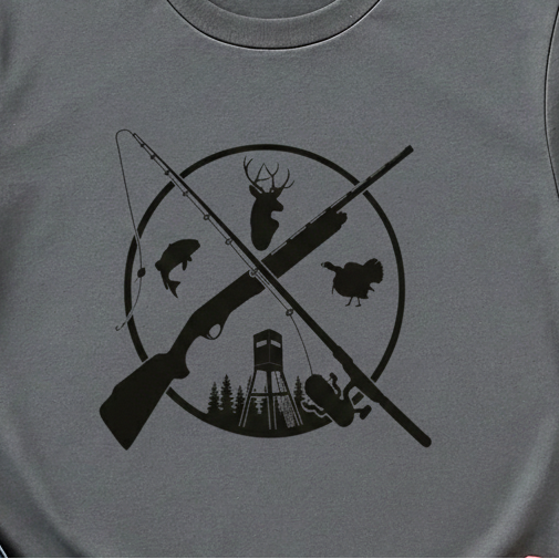 Hunting / Fishing Circle  -  Single Color Screen Print - B16