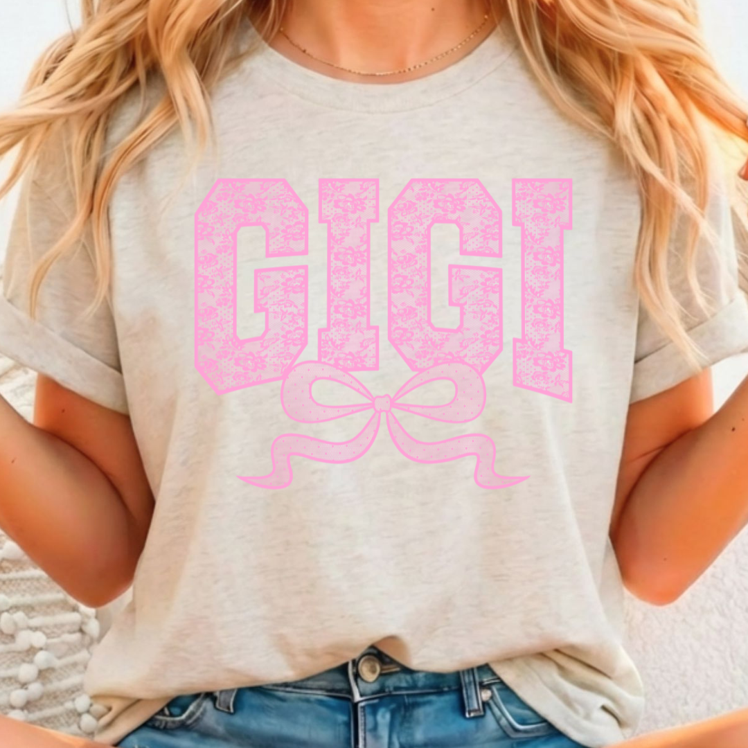 Pink GIGI Lace Print -  Single Color Screen Print - F4