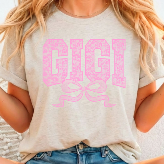 Pink GIGI Lace Print -  Single Color Screen Print - F4