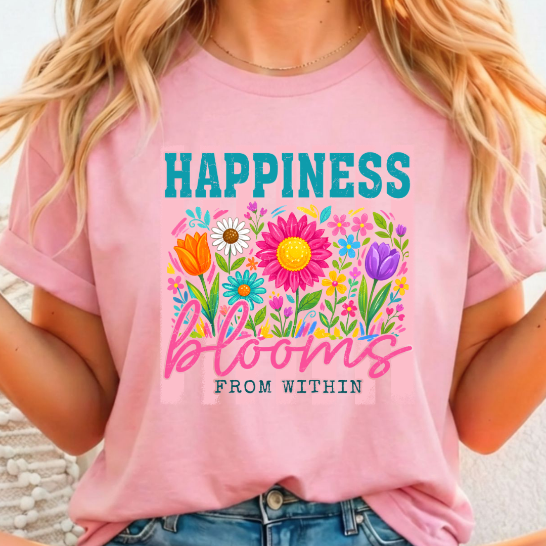 Happiness Blooms from Within - Full Color DTF T-Shirt Transfer - 401