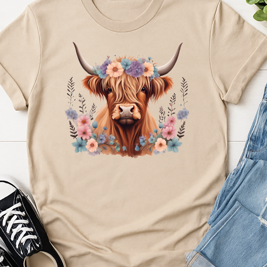 Purple Highland Cow - Full Color DTF T-Shirt Transfer