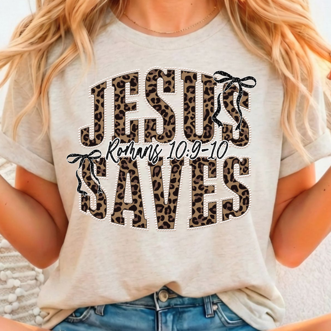 Jesus Saves Leopard - Full Color DTF T-Shirt Transfer - 445