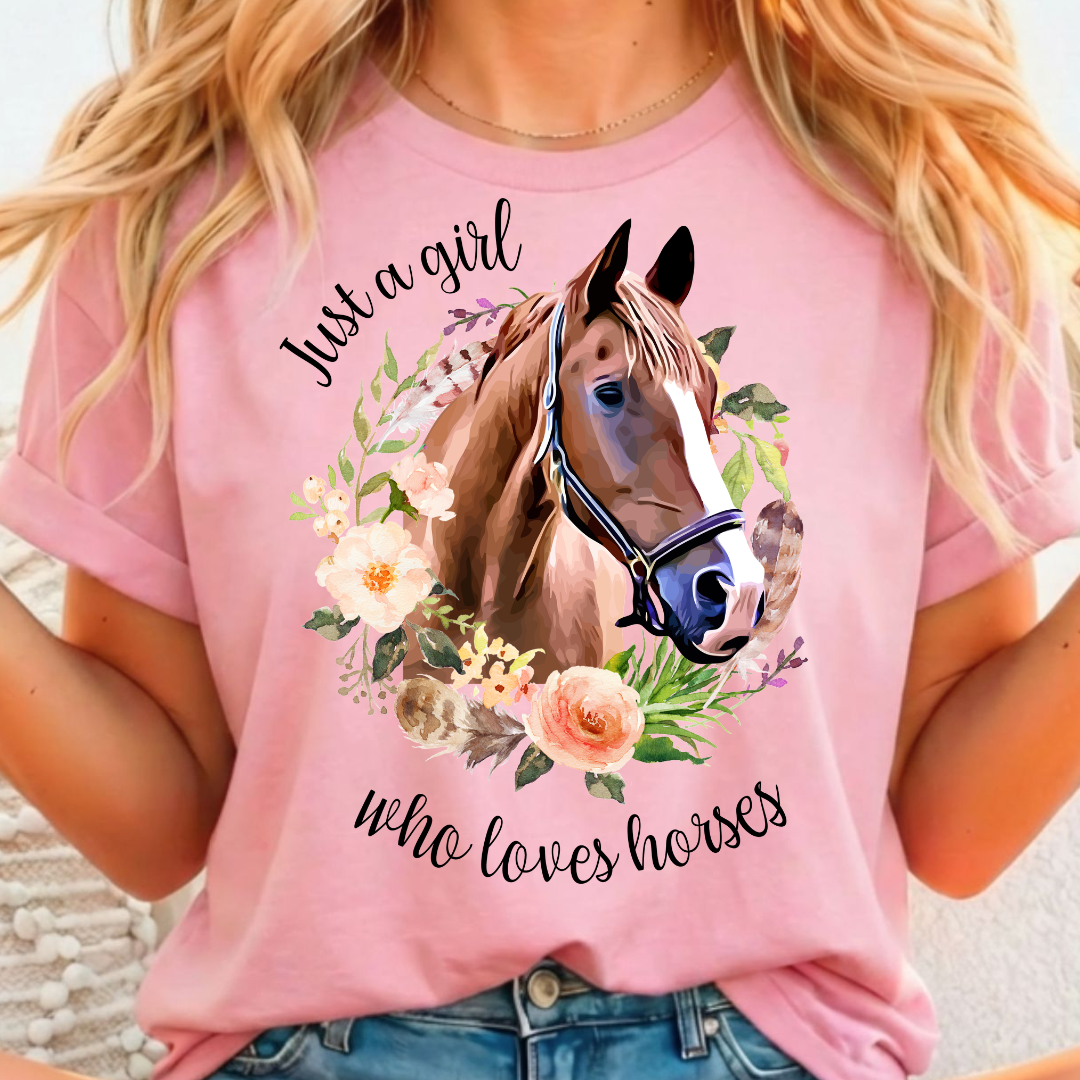 Just A Girl Who Loves Horses Full Color DTF T-Shirt Transfer - 126