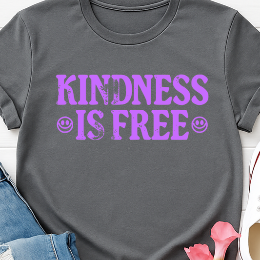 Kindness is Free - Purple -  Single Color Screen Print - Adult Size