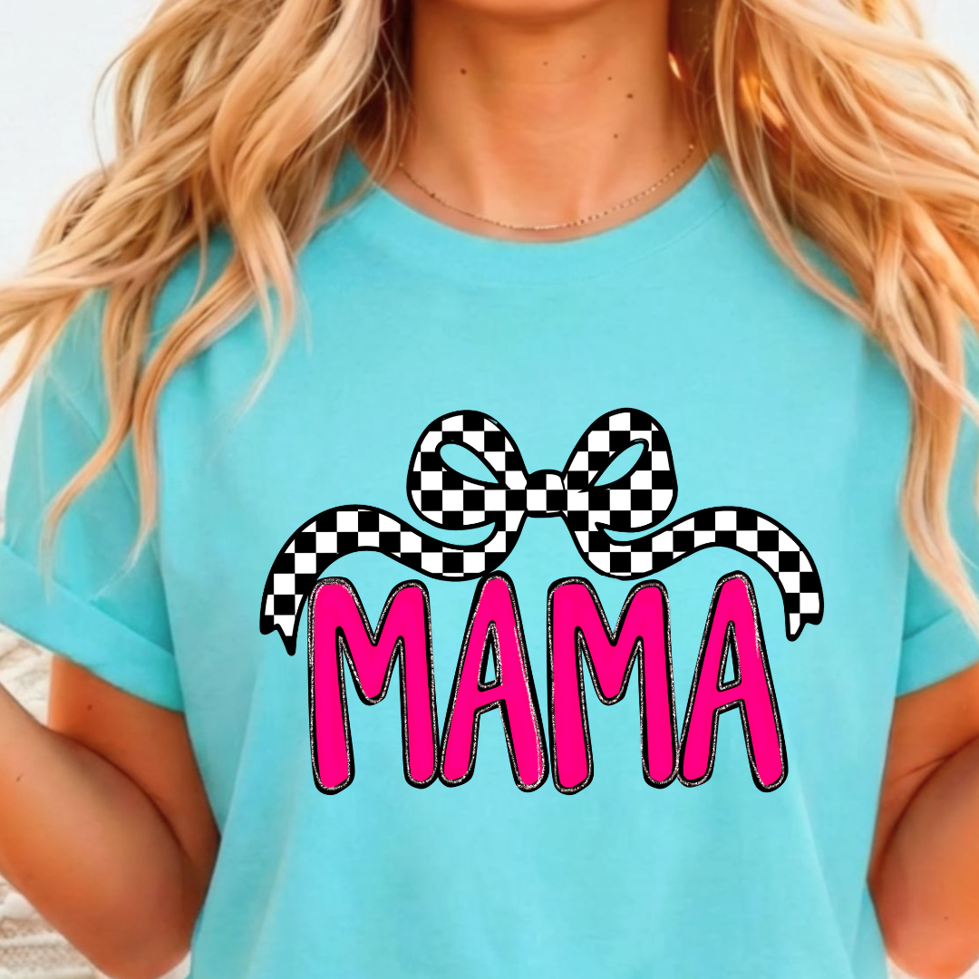 Mama Checkered Bow - Full Color DTF T-Shirt Transfer - 289