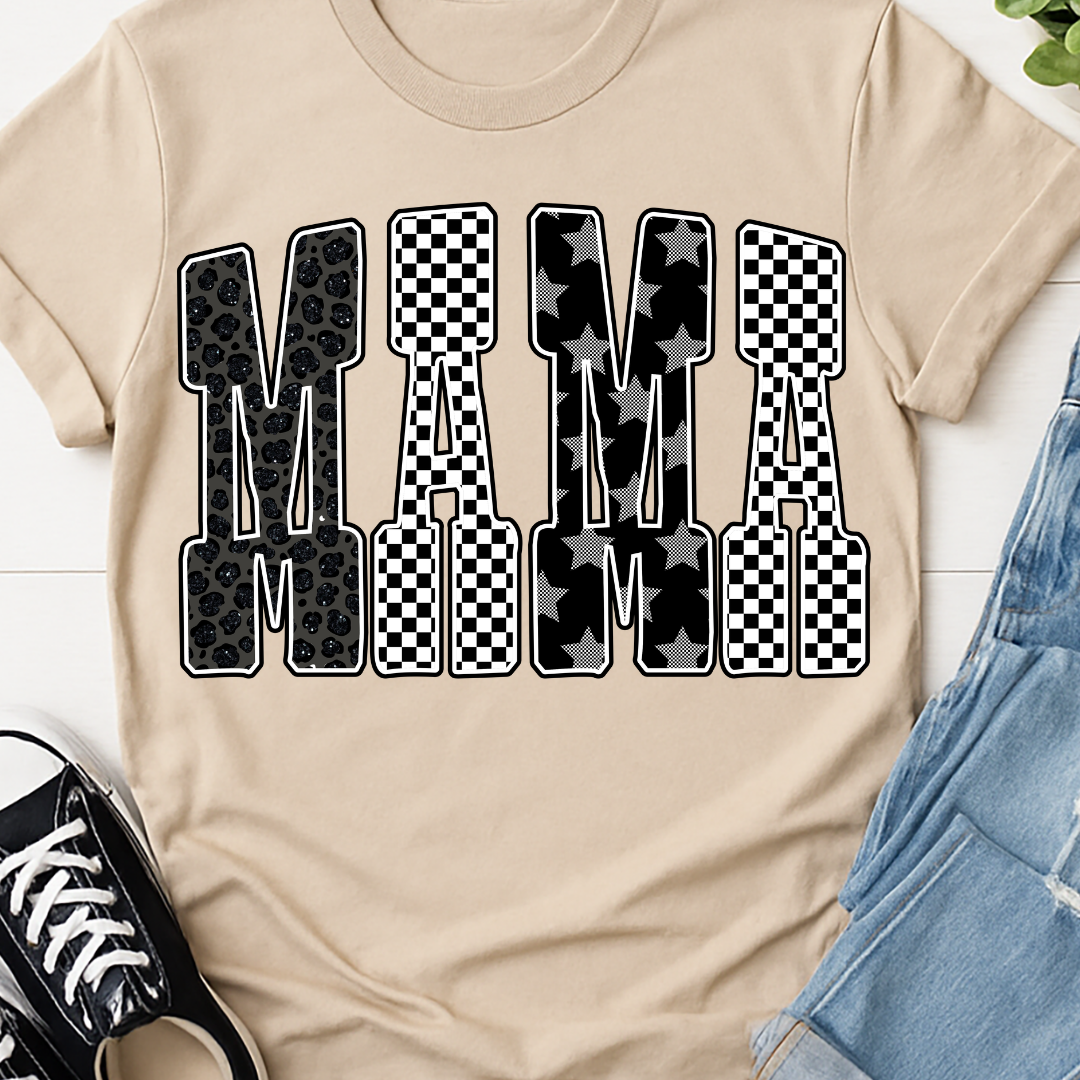 Mama Black Checkered - Full Color DTF T-Shirt Transfer - 1