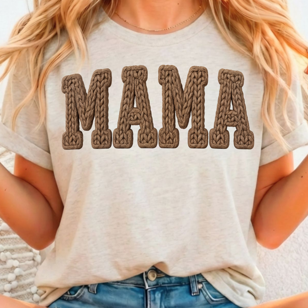 Mama Brown Knit Full Color DTF T-Shirt Transfer - 157