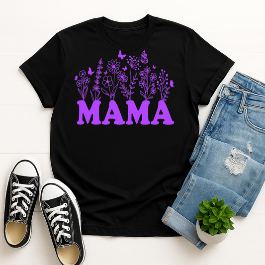 Mama Floral Light Purple / Lavender -  Single Color Screen Print - Adult Size