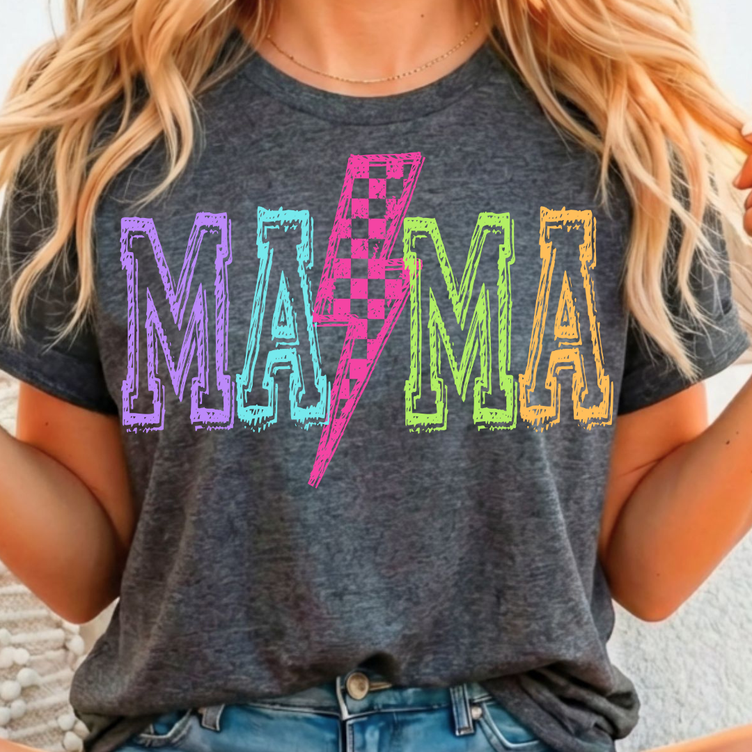 Mama Neon Bolt Full Color DTF T-Shirt Transfer - 159