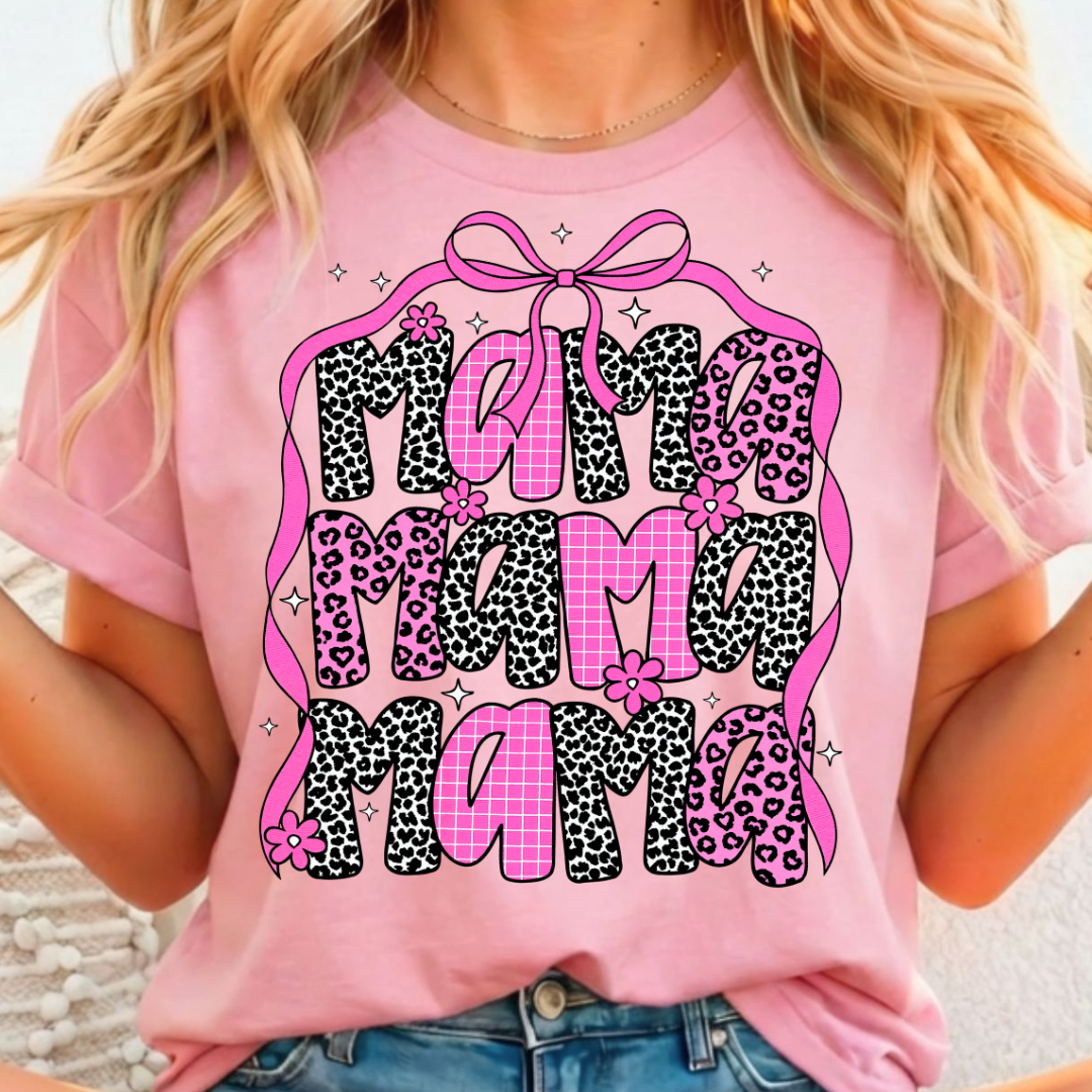 Mama Pink Leopard Full Color DTF T-Shirt Transfer - 160