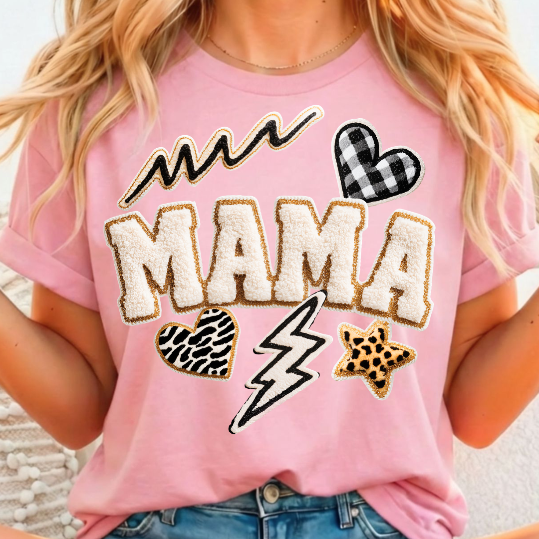 Mama White Fluffy Full Color DTF T-Shirt Transfer - 145