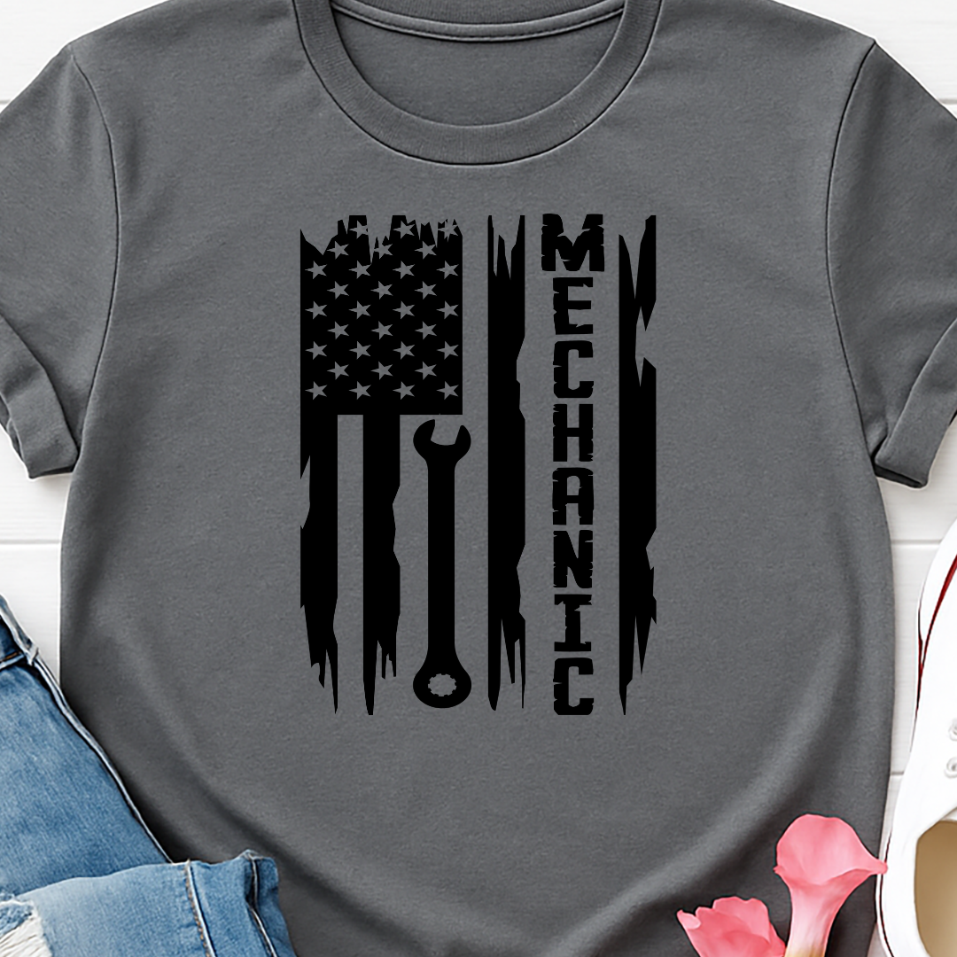 Mechanic Flag -  Single Color Screen Print - Adult Size